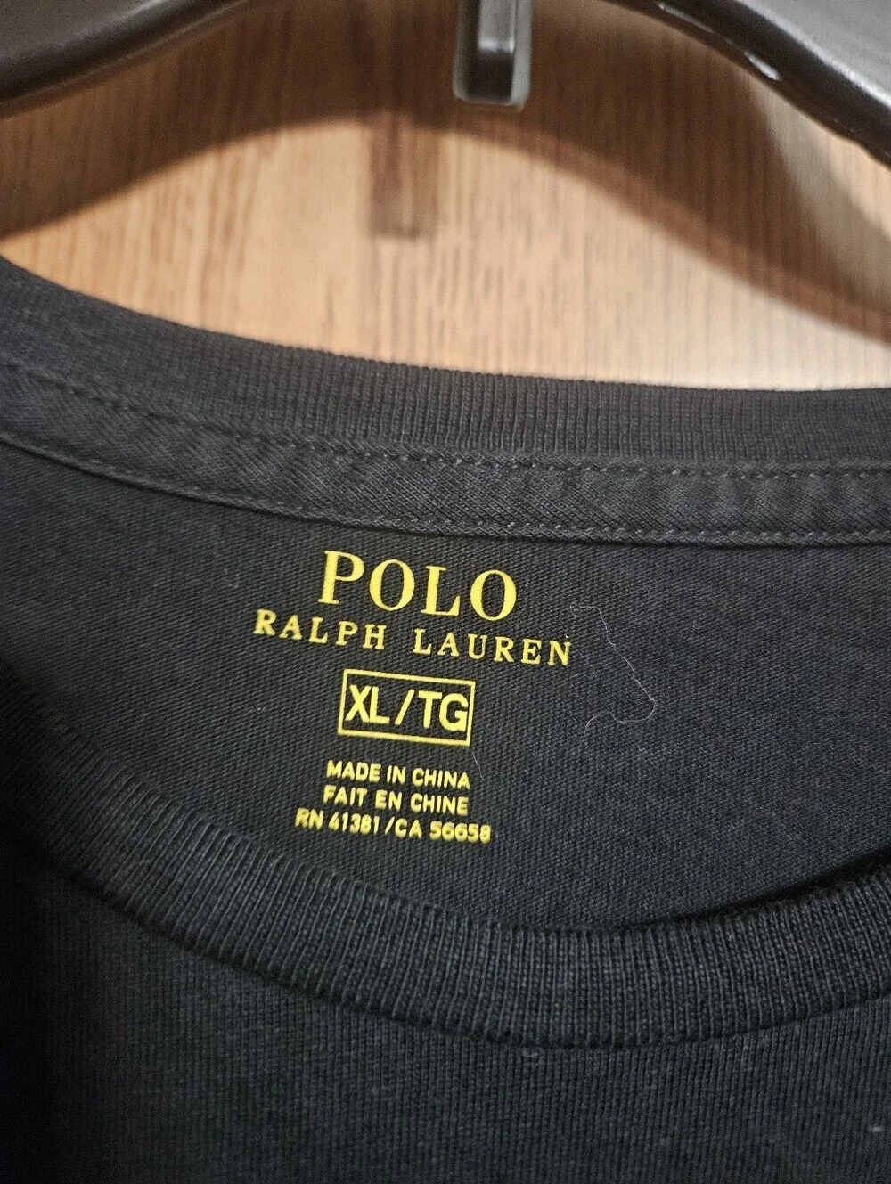 Polo Ralph Lauren Mens Plain Black Crew Neck Cotton Tee Size XL!